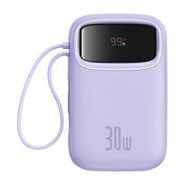 Atsarginis maitinimo šaltinis ("Power Bank") Power bankas 10000mAh QPow 2 30W su USB-C kabeliais, violetinis