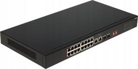 Dahua 18 Ports Fast Ethernet Unmanaged Desktop PoE Switch 16 PoE Ports 135 W with 2 Combo Gigabit RJ45 SFP Uplink S3218-16ET-135