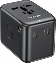 Maitinimo adapteris - Unitek 65W Universal Travel Adapter (P1122ABK01, 1xUSB-A, 3xUSB-C, Juodas)