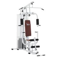 "HOMCOM Gym" treniruoklių salė Stiprumo stotis Fitneso stotis Multigym Fitneso centras Treniruoklių salė su svarmenimis Kojų lenkimas Metalas PU dirbtinė oda Balta 150 x 110 x 210 cm