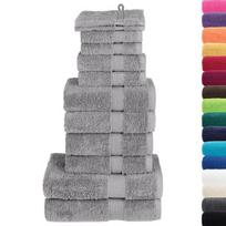 vidaXL Rankšluosčių rinkinys SOLUND, 12vnt., pilki, 600g/m²