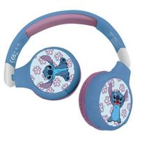 LEXIBOOK - 2 in 1 Disney Stitch headphones - Wireless Bluetooth 5.0 or Audi cable - Long-lasting rechargeable battery - Blue