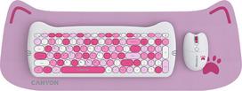 Canyon HSET-W6 Wireless Keyboard + Mouse Kitty Edition Pink