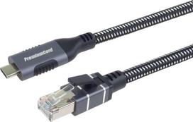 Tinklo kabelis - PremiumCord - USB-C į RJ45 - 2m - Gigabit Ethernet - Integruotas adapteris