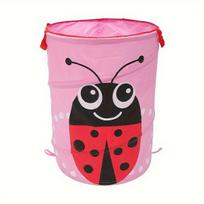 Sulankstoma žaislų dėžė vaikams,  rožinės ladybugės