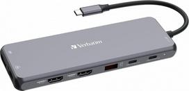 VERBATIM Pro USB-C kelių prievadų šakotuvas – CMH-13 – 13 prievadų – HDMI, DP, SD, micro SD, Ethernet, USB-A, USB-C – juodas