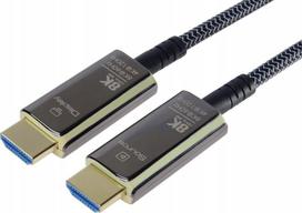 PremiumCord Ultra High Speed HDMI 2.1 optinis pluošto kabelis 8K/60Hz, auksu padengtas 20m