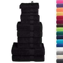 vidaXL Rankšluosčių rinkinys SOLUND, 12vnt., juodi, 600g/m²
