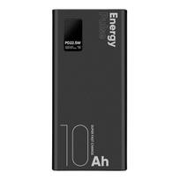 Atsarginis maitinimo šaltinis ("Power Bank") Powerbank 10000mAh EnergyPulse USB-A/USB-C PD 22,5W su skaitmeniniu ekranu OBAL:ME Juodas