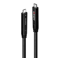 USB Kabelis - LINDY USB 3.2 10Gbps ir DP 1.4 Type C Hibridinis Laidas (4 juostos), 10Gbps, 4K144Hz, 60W, 15 m, Juodas