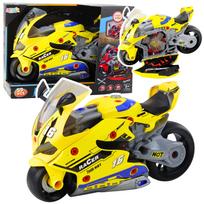 Žaislinis motociklas su dirbtuvėmis 43 cm geltonas