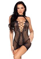 Leg Avenue Dotted Halter Mini Dress 81675 Black