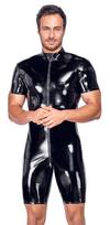 Black Level Vinyl Playsuit with Short Sleeves & Legs 2890577 Black L