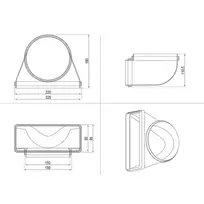 Kaitlentės priedas ELECTROLUX Vertical connection from round (D150) to rectangular shape (220x90) M2CKCF03U