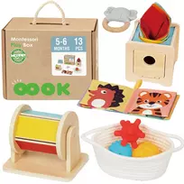 WOOPIE GREEN Box XXL Montessori edukacinė 6in1 sensorinė dėžutė 5-6 mėn. 13el. FSC