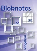Bloknotas, A7, 50 lapų, langeliais, 70gsm, klijuotas viršuje