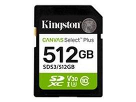 KINGSTON 512GB SDXC Canvas Select Plus Gen3 150MB/s C10 UHS-I U3 V30