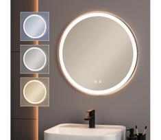 Brilagi-LED veidrodis su dimeriu ir šildymu, su LED apšvietimu ALU PRO LED/18W/230V, skersmuo 60 cm, IP44, matinis chromas