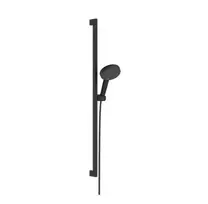 Hansgrohe Raindance Alive Select S – dušo komplektas: rankinis dušas, stovas ir žarna, 3 srovių tipai, EcoSmart, matinis juodas 24601670