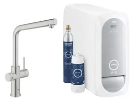 Grohe Blue Home – kriauklės maišytuvas su aušinimo įrenginiu ir vandens filtru, SuperSteel 31454DC1
