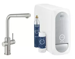 Grohe Blue Home – kriauklės maišytuvas Connected, su aušinimo įrenginiu ir vandens filtru, SuperSteel 31539DC0