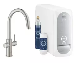 Grohe Blue Home – kriauklės maišytuvas Connected, su aušinimo įrenginiu ir vandens filtru, SuperSteel 31541DC0