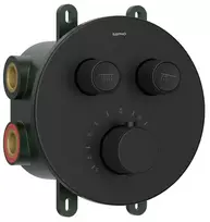 Sapho Smart Select – į sieną įmontuojamas termostatinis maišytuvas, skirtas 2 vartotojams, su montavimo korpusu, matinis juodas RP032B