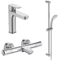 Ideal Standard CeraTherm – dušo rinkinys su termostatu ir praustuvo maišytuvu, 3 srovių tipai, chromas BC985AA