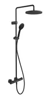 Duravit dušai – dušo rinkinys su termostatu, skersmuo 25 cm, 3 srovių tipai, juodas matinis TH4282008046