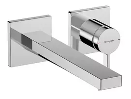Hansgrohe Tecturis E – į sieną įmontuojamas praustuvo maišytuvas su išleidimo komplektu, 2 skylių montavimas, EcoSmart, chromas 73051000