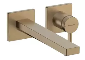 Hansgrohe Tecturis E – į sieną įmontuojamas praustuvo maišytuvas, su išleidimo komplektu, 2 skylių montavimas, EcoSmart, šlifuota bronza 73051140
