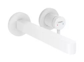 Hansgrohe Finoris – praustuvo vienos rankenos maišytuvas, montuojamas po sienoje, 2 skylių montavimas, EcoSmart, balta matinė 76050700