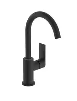 Hansgrohe Rebris E – praustuvo maišytuvas su išleidimo ir pasukamuoju išliejimo vamzdžiu, juodas matinis 72576670