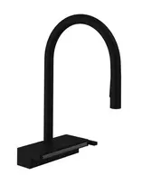 Hansgrohe M81 – kriauklės maišytuvas Aquno Select 170 su ištraukiamu dušu ir plokščiu dušo srove, sBox, juodas matinis 73831670