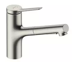 Hansgrohe Zesis M33 – kriauklės maišytuvas su ištraukiamu dušo galvute, sBox, nerūdijančio plieno išvaizda 74821800