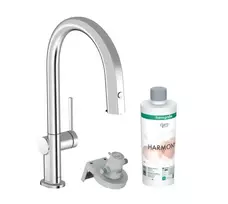 Hansgrohe Aqittura M91 – kriauklės maišytuvas su ištraukiamu išleidimo vamzdžiu ir filtravimo funkcija, chromuotas 76801000