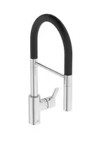 Ideal Standard Gusto – kriauklės maišytuvas su lanksčiu rankenėle ir dušo galvute, chromas/juodas BD417AA