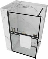 Walk-in dušo sienelė Rea Bler Evo su lentynėle/kabykla, Juodas, 120 cm