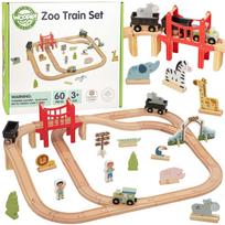 Medinė ZOO traukinių trasa WOOPIE GREEN XL 60vnt