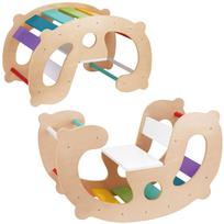 Medinis Montessori balansinis supynės tiltelis WOOPIE GREEN