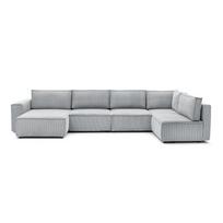 Kampinė sofa šviesiai pilkos spalvos iš kordinio velveto (su dešiniuoju kampu/„U“ formos) Nihad modular – Bobochic Paris