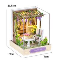 Medinis Mini Lėlių Namelis 3D Dėlionė Surinkimo Statybos Modelis Žaislai Namų Miegamojo Dekoracija Su Baldais LED Lemputėmis Žaislas Kalėdinės Dovanos