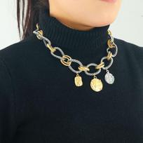 Vintage Women Jewelry High Quality Metal Chain Link Geometric Pendant Necklaces Trendy Classic Holiday Party Accessories