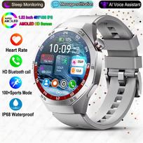Naujas išmanusis laikrodis vyrams NFC HD AMOLED ekranas GPS judėjimo trajektorija širdies ritmas Bluetooth skambutis sportinis išmanusis laikrodis IP68 belaidis įkrovimas Silicone juoda