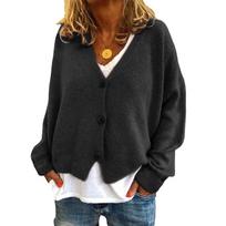 Women's Fashion Oversized Knit Cardigan Sweater With Buttons Long Sleeves Solid Color Jacket XL juoda
