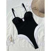 Splicing U Neck High Leg Cut One Piece Swimsuit Women Swimwear Female Monokini Bather Bathing Suit Swim Beachwear Bodysuit S juoda