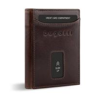 Bugatti Secure Slim Mini odinė piniginė su Rfid apsauga, plona piniginė, kortelių laikiklis, ruda