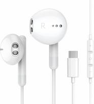 USB-C ausinės su mikrofonu, laidinės, suderinamos su telefonais ir planšetėmis