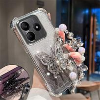 Blizgantis telefono dėklas skirtas OPPO Reno 14F 13F 12F 12 Pro A16 A5 A9 A53 2020 A54S A53S 4G su drugelio laikikliu ir apyranke, atsparus smūgiams dangtelis For Reno 14F