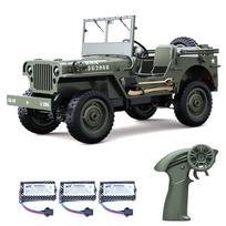 Remote Control Car, 2.4Ghz 4WD Off Road Rock Crawler Vehicle with Lights, 1:10 All Terrain Electric Toy with 3 armijos žalia spalva